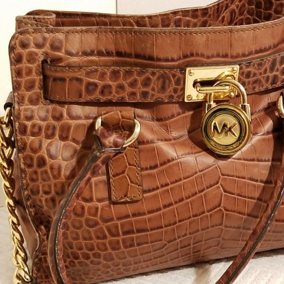 Michael Kors Handbags - Michael Kors Hamilton Croc Embossed Leather